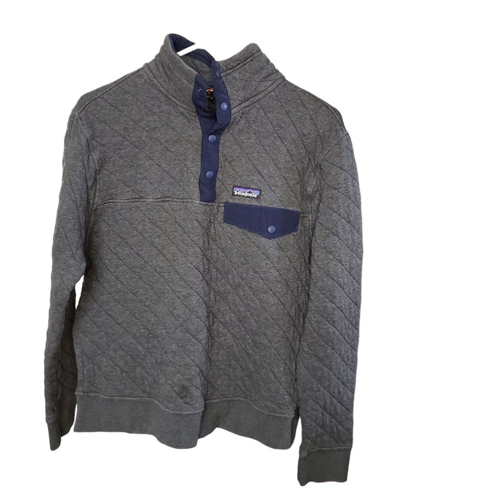 Patagonia Quilted Pullover Women's Size Small Gray and Blue